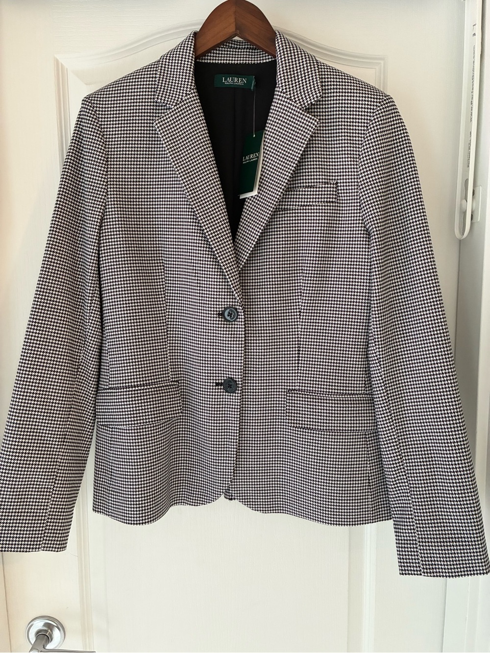Lauren Ralph Lauren Black and White Houndstooth Blazer